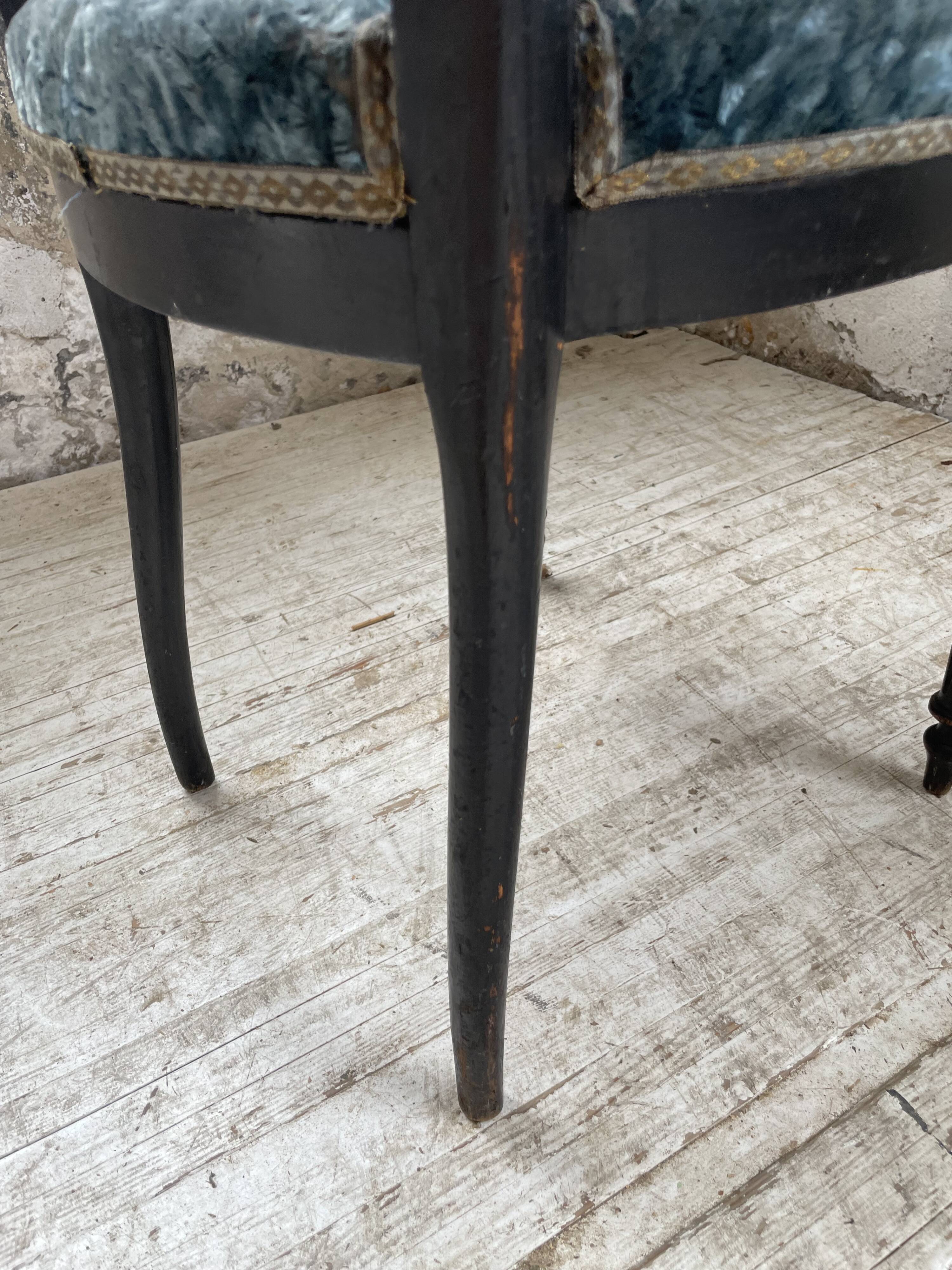 Chaise Napoléon 3 velours bleu