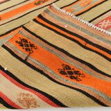 5x9 Pale Orange Kilim Rug, Natural Dyes, Hanknotted Wool Rug, 163x282Cm