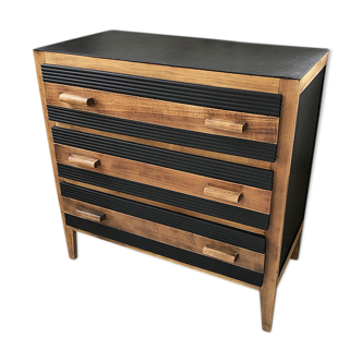 Commode vintage noire et bois