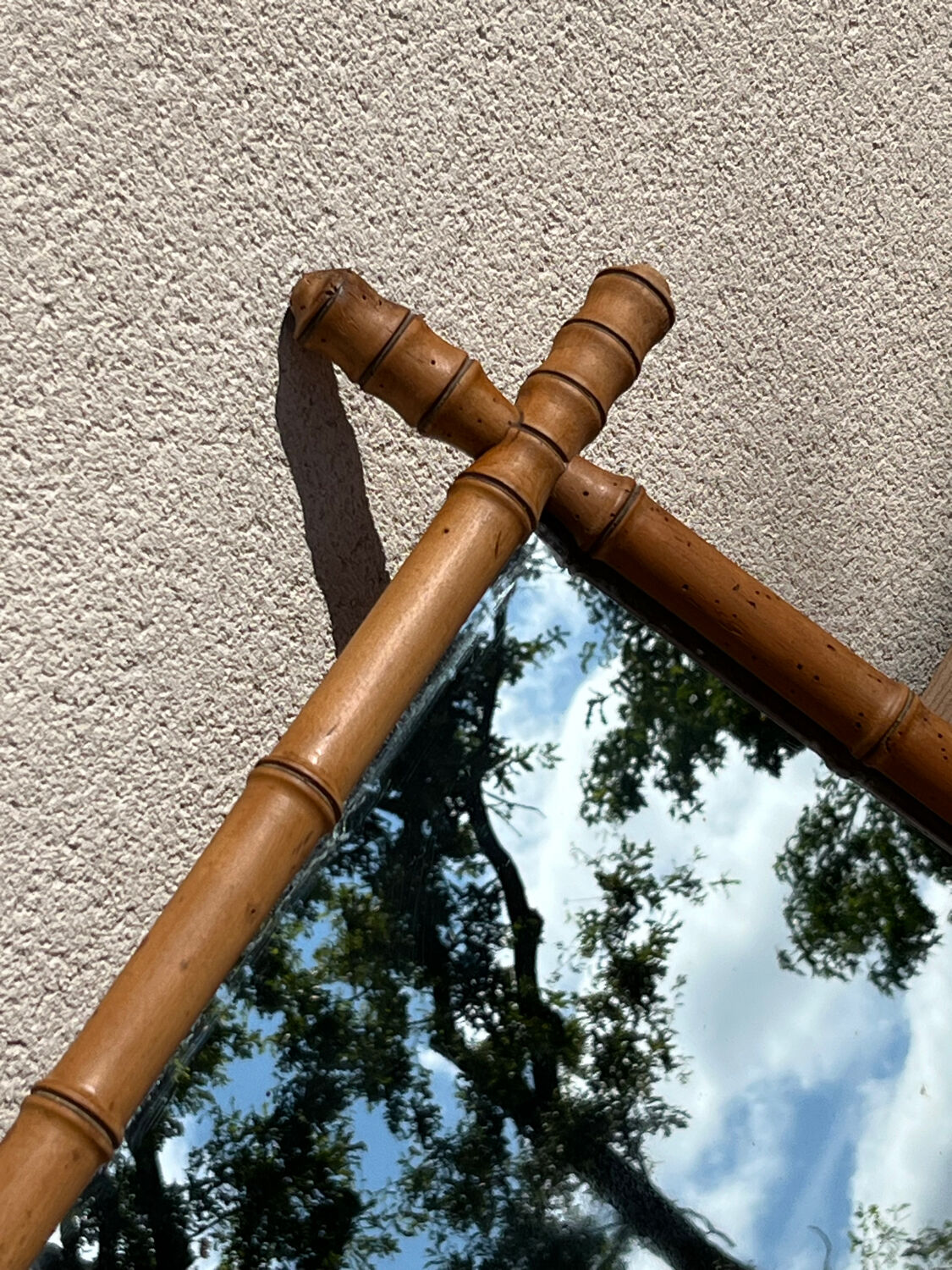 Turned wooden mirror bamboo 30s