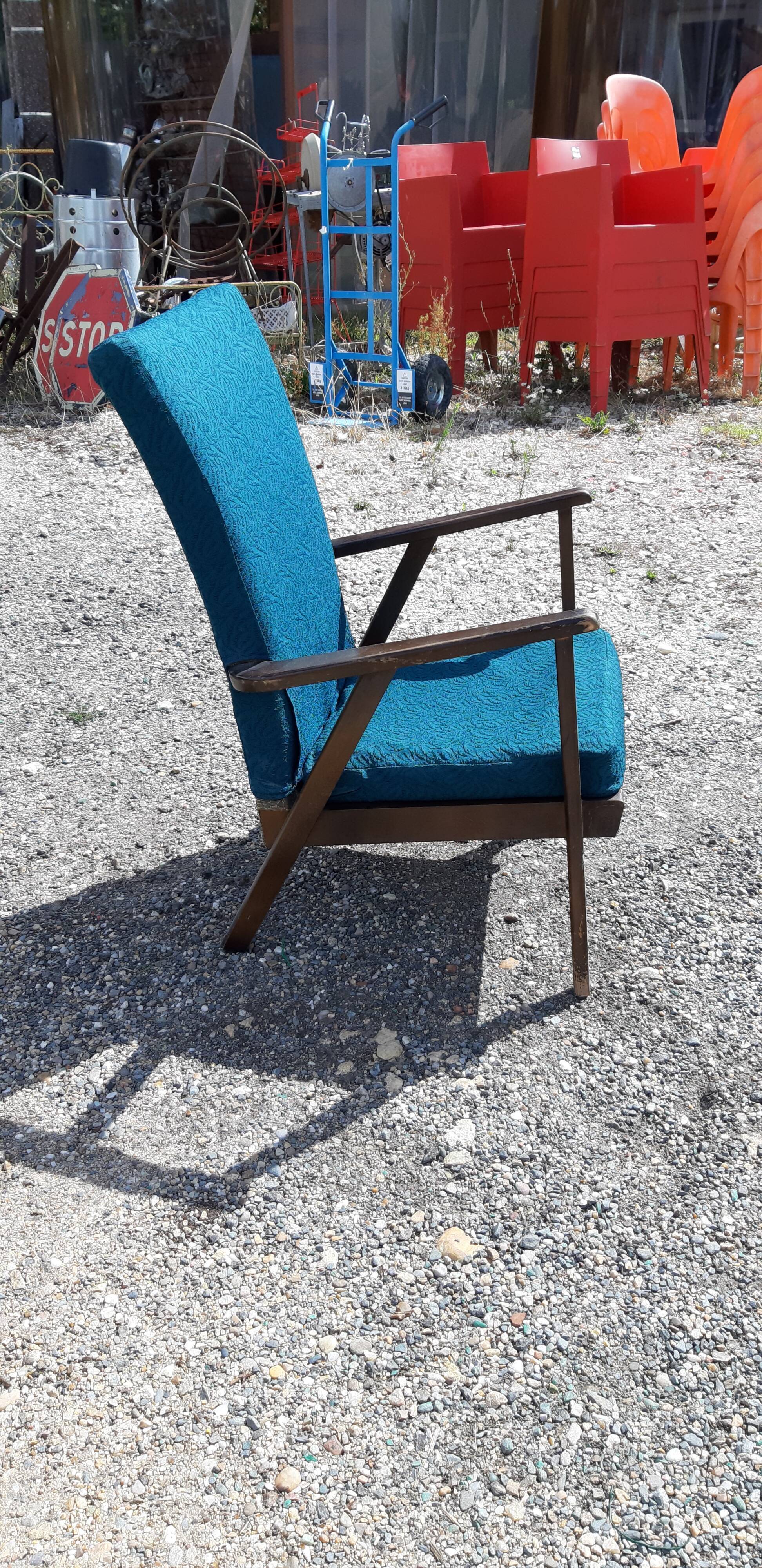 Armchair year 50 wood and fabrics