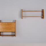 Secretary and shelf hanging in elm.