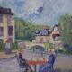 Oil on canvas "Lunch at 2 in the Isle-Adam under the sun" Faraoni Luciano