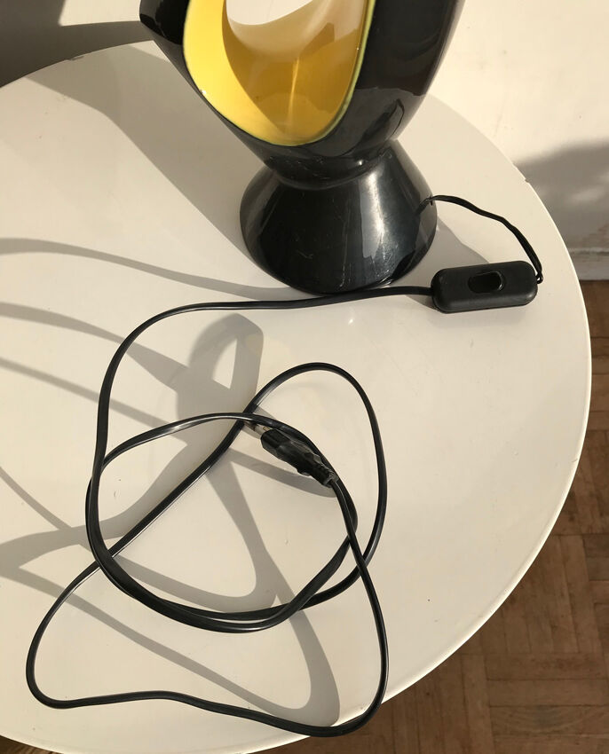 Free-form lamp, black and yellow ceramic - 1950s.