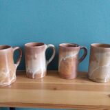 4 enameled stoneware cups
