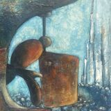 Huile, acrylique? composition sur toile , signée Christian Amel 73