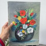 Tableau bouquet de fleurs peinture