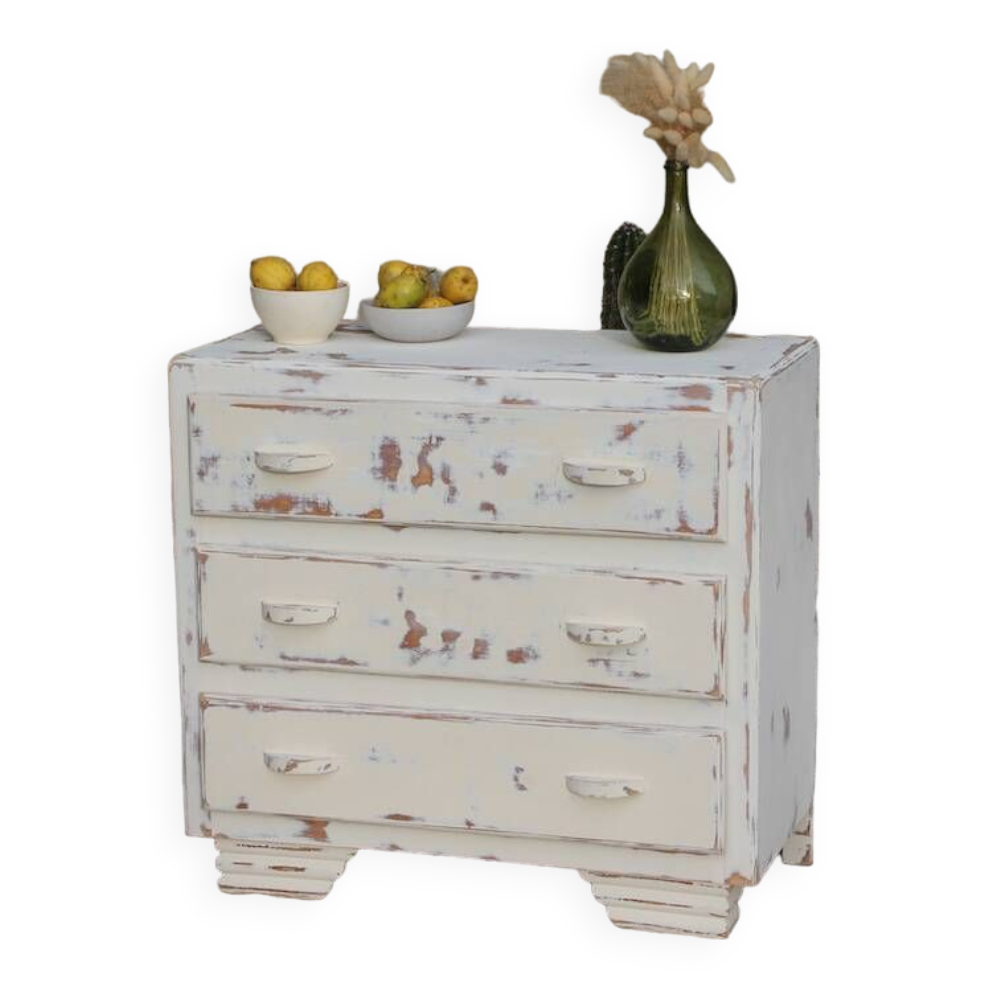 Small patinated art deco chest of drawers