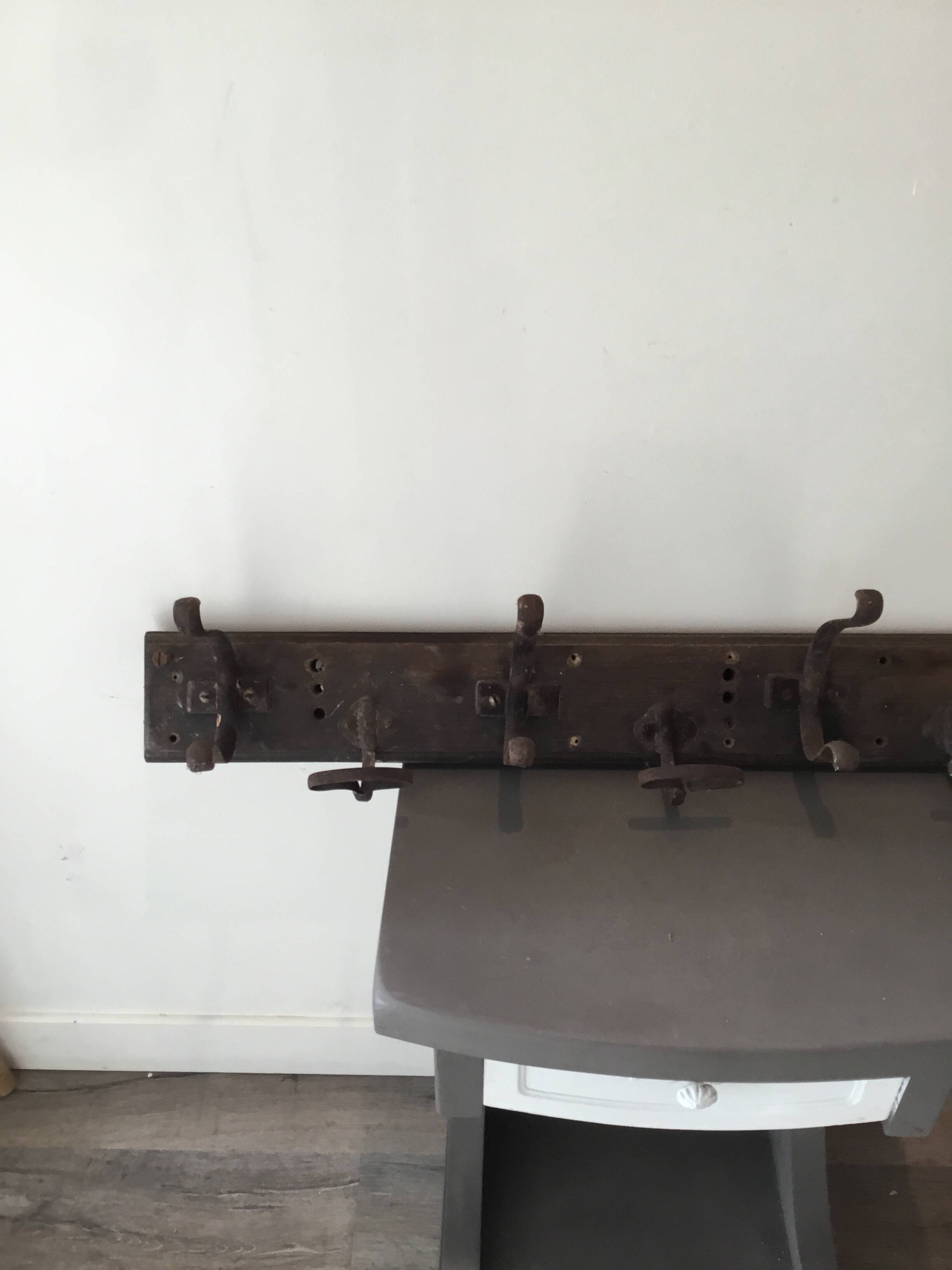 Antique coat rack with hooks
