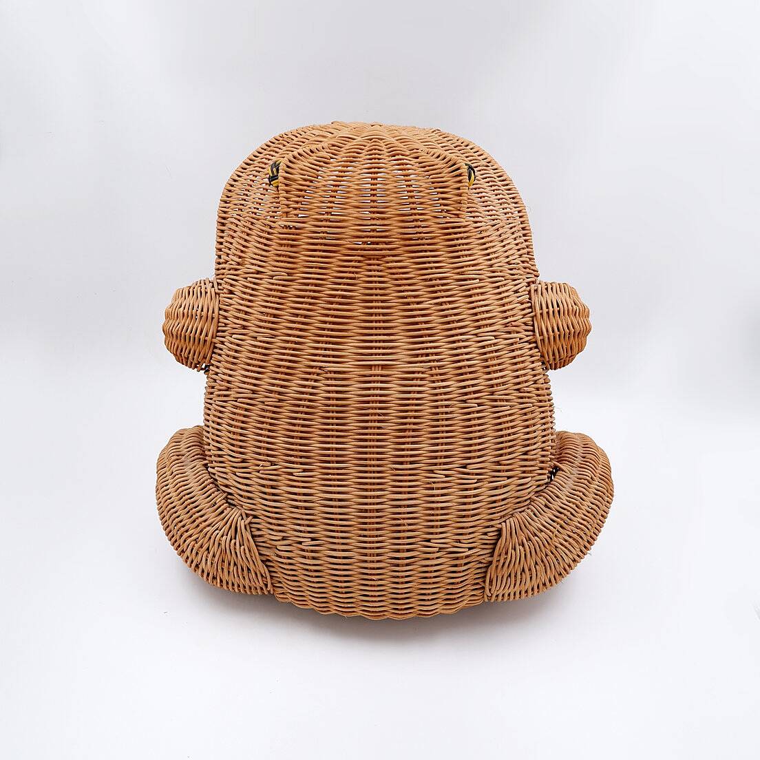 Vintage wicker frog and scoubidou, Olivier Cajan, 1970s