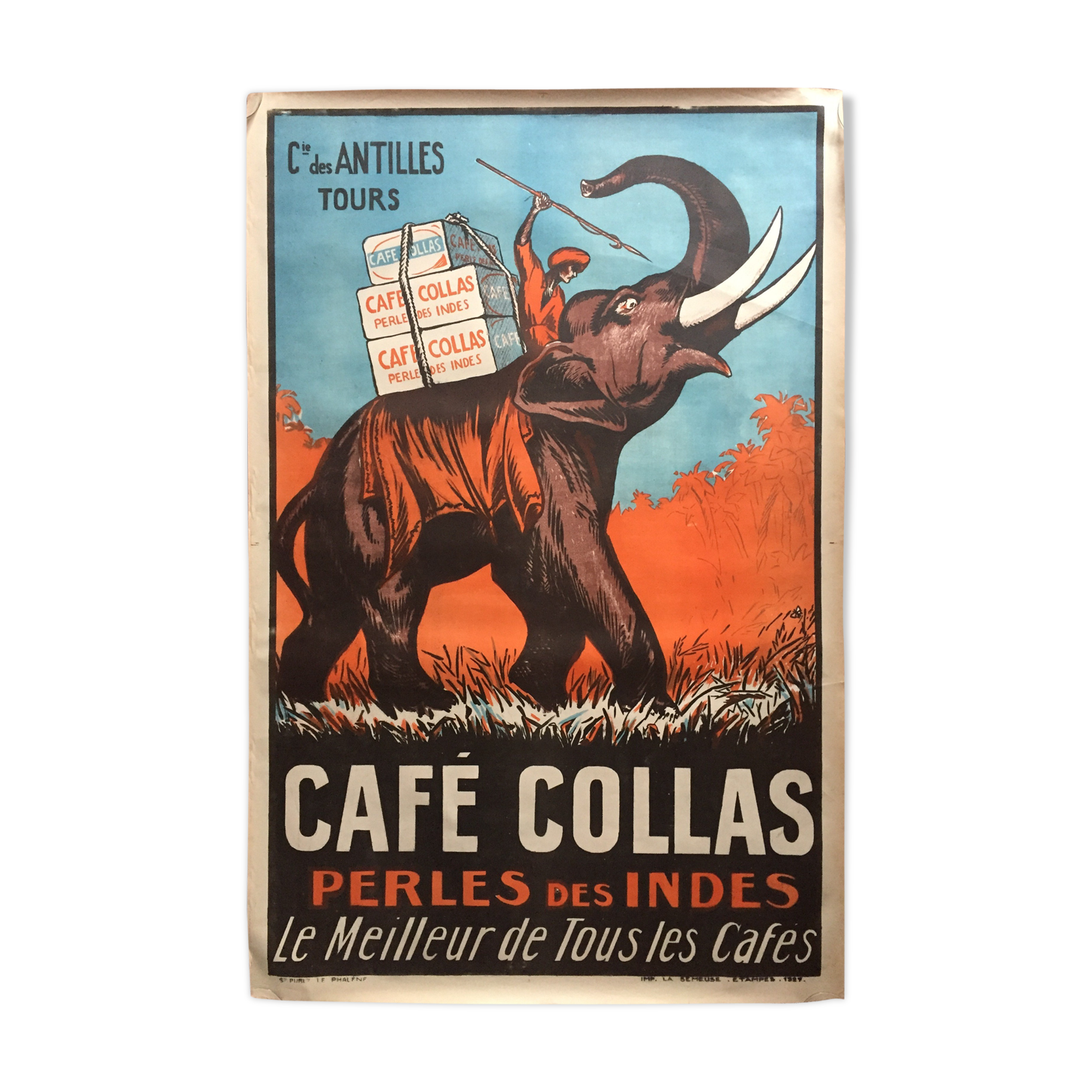 Original poster "Café Collas pearls of India" 75x114cm 1927