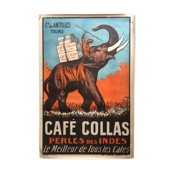 Original poster "Café Collas pearls of India" 75x114cm 1927 | Selency