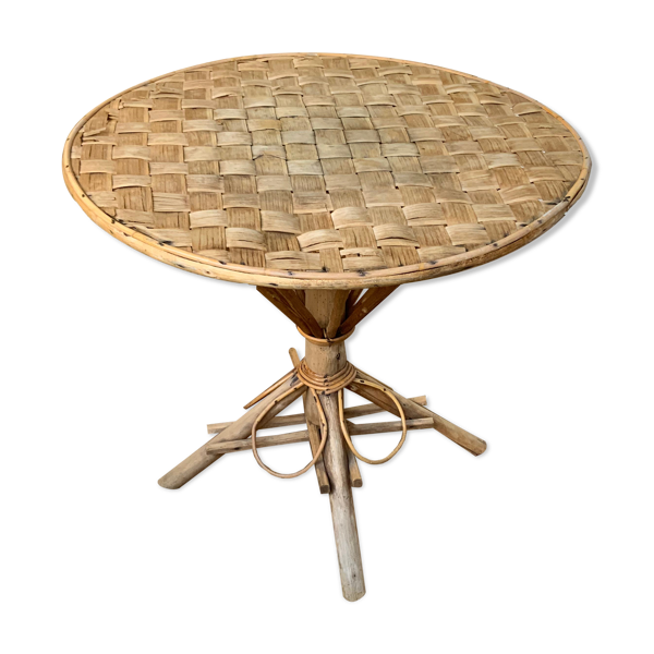 Table ronde en châtaignier vintage