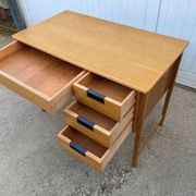 Scandinavian desk in light teak wood with 3 + 1 drawers, vintage from the 60s