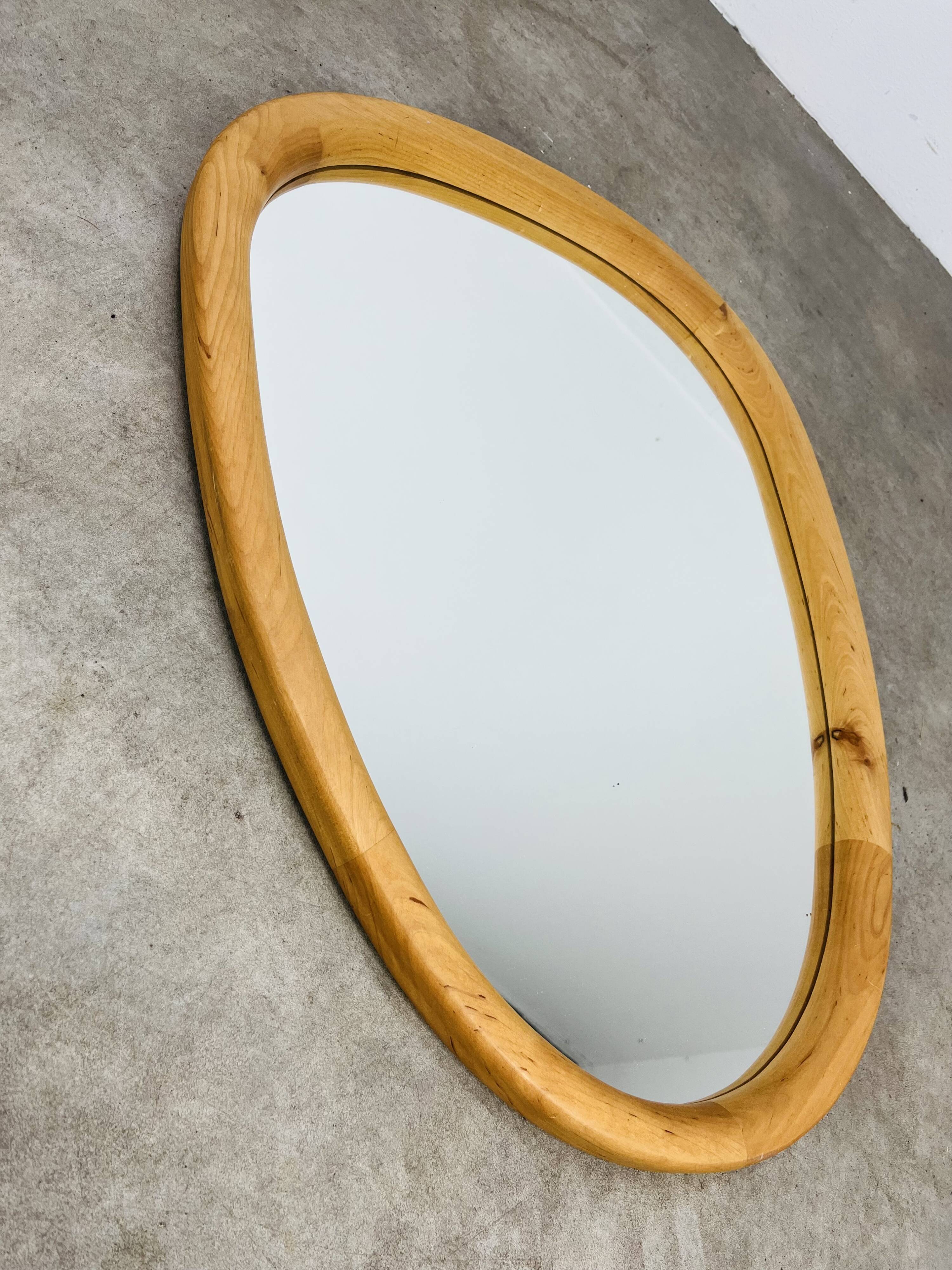 Miroir rétroviseur cerclage bois style scandinave
