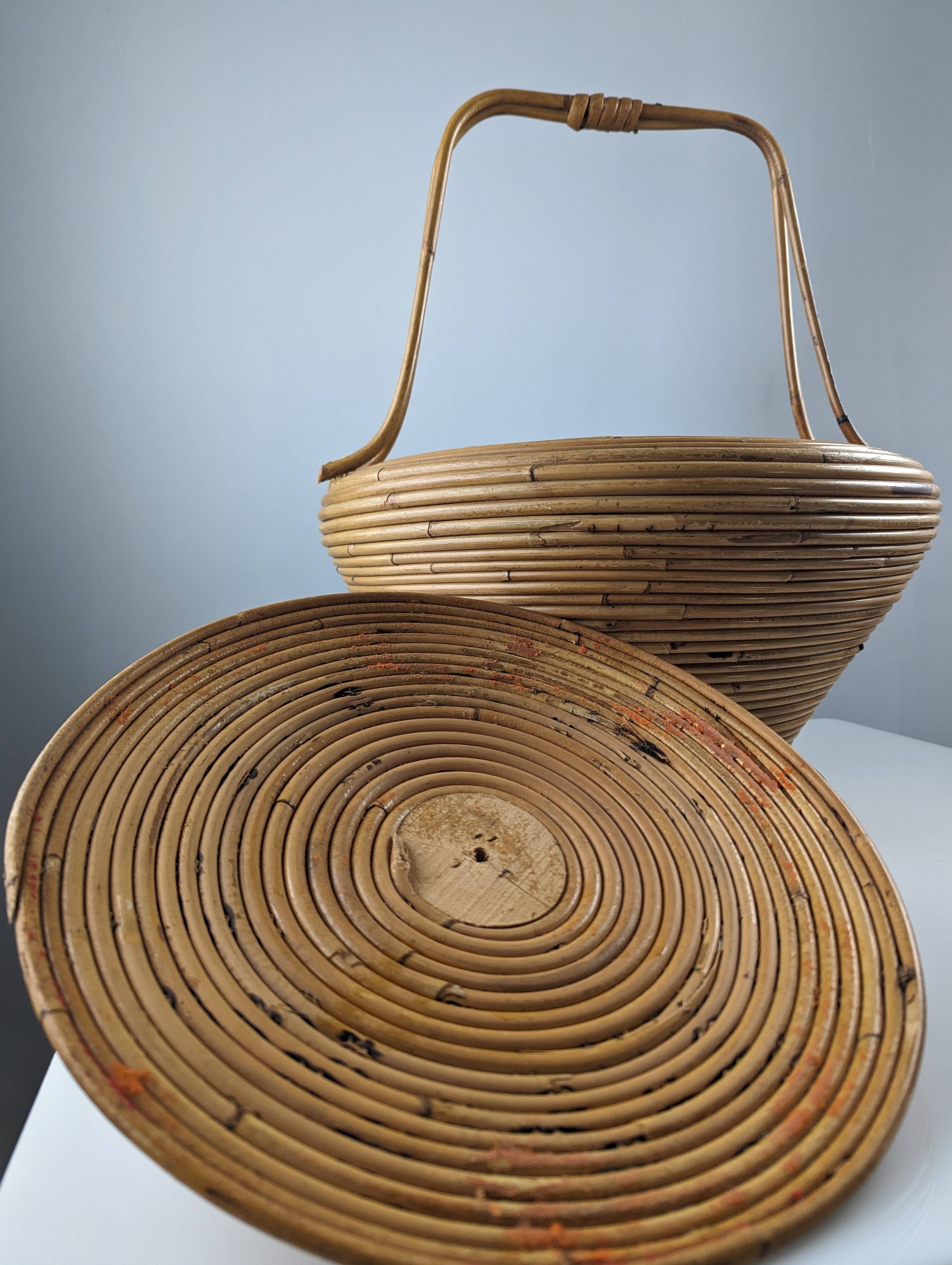 Large Rattan basket by Vivai del Sud, Italy 1960s