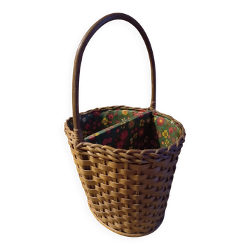 Panier porte bouteille en osier tressé. Flower Power. Très bon état