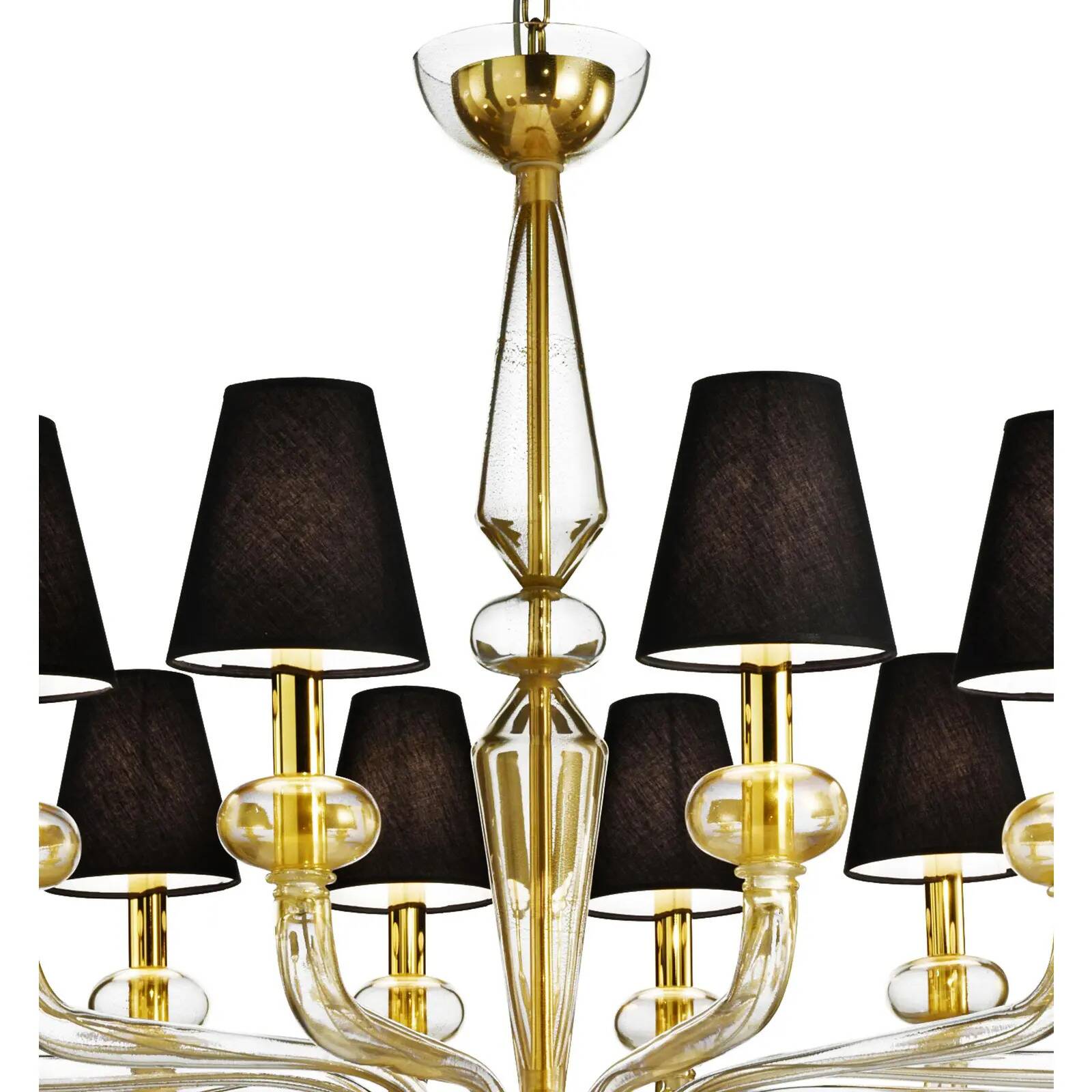Minimalist Modern Linear Murano Glass Chandelier with Gold Leaf Accents