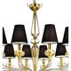 Minimalist Modern Linear Murano Glass Chandelier with Gold Leaf Accents