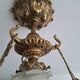 Art Deco alabaster and bronze chandelier, 7-light fixture