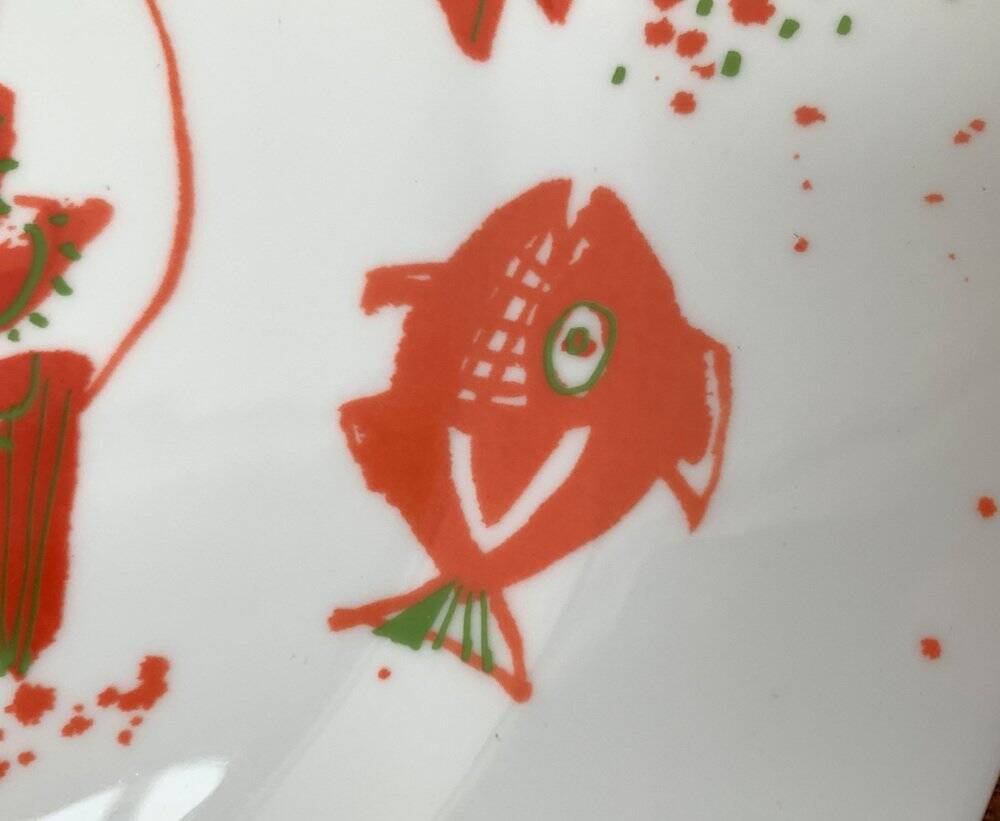 Vintage Postmodern Porcelain Plate with Subsidy Decor by René Fehr for Lengsfeld Porcelain, 1990s