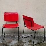 2 red and black stacking dining chairs Bononia