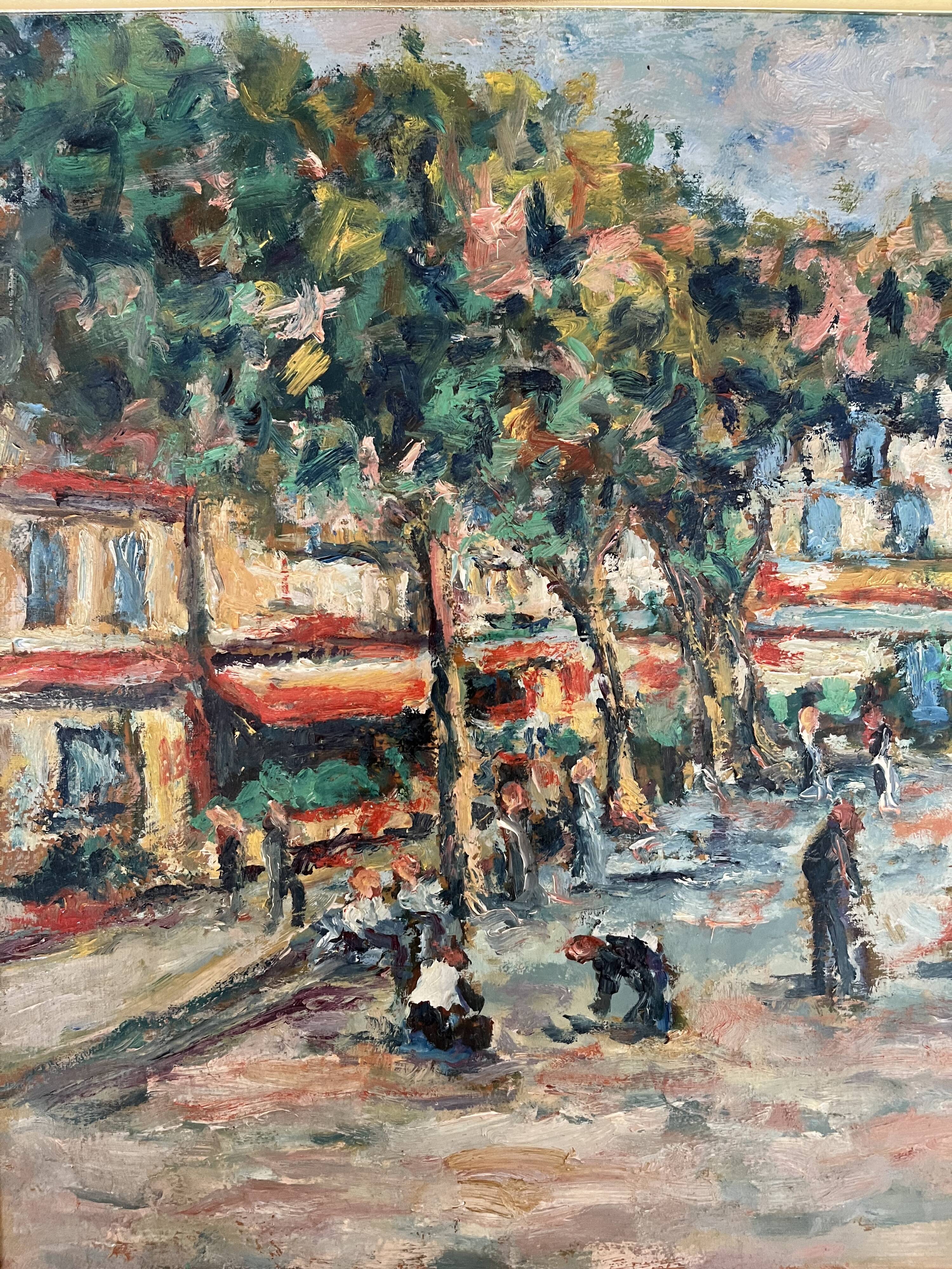 Le Lavandou, oil on panel signed Faraoni