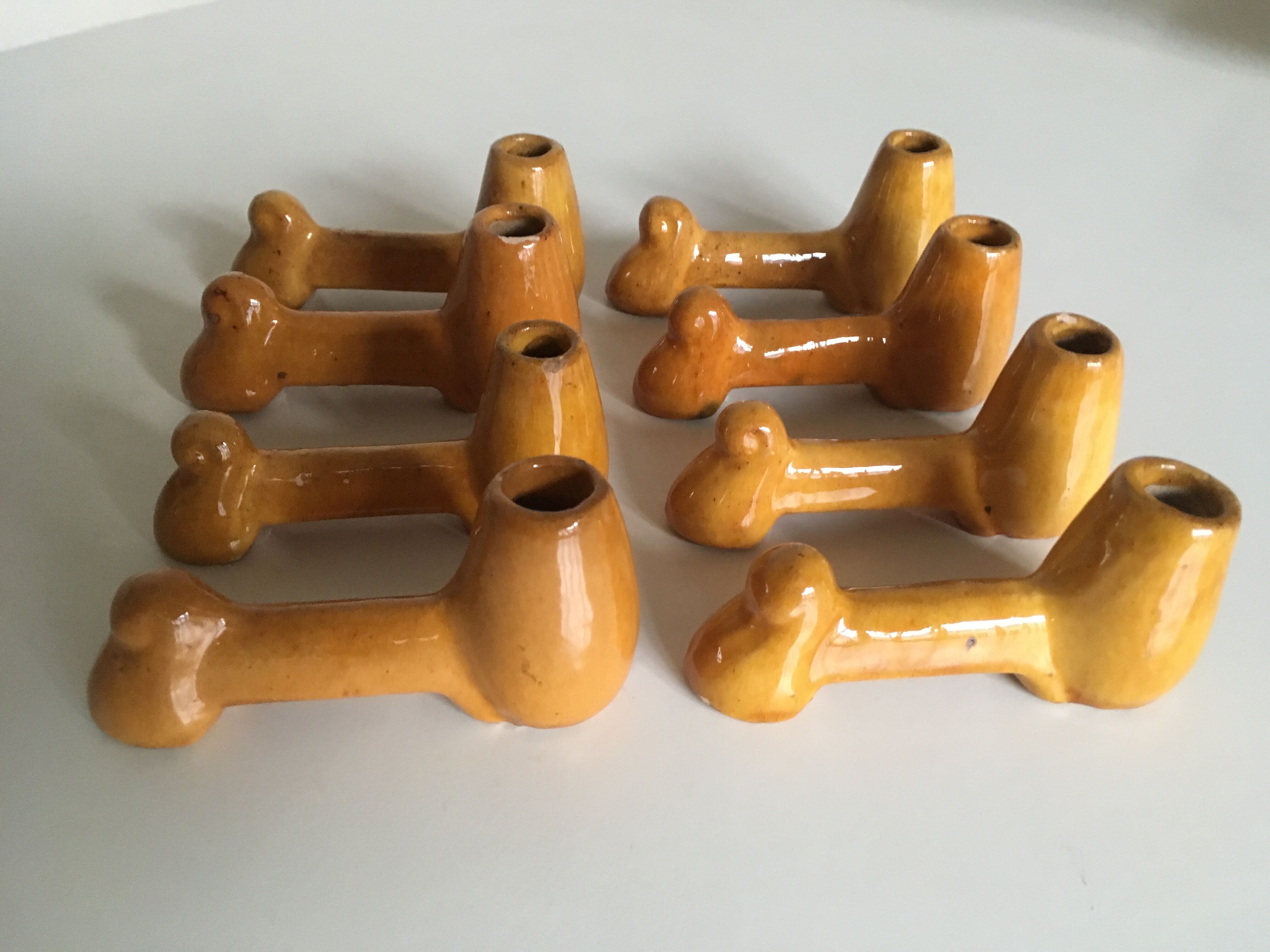 Series of 8 glazed earth knives from Vallauris Biot 60s
