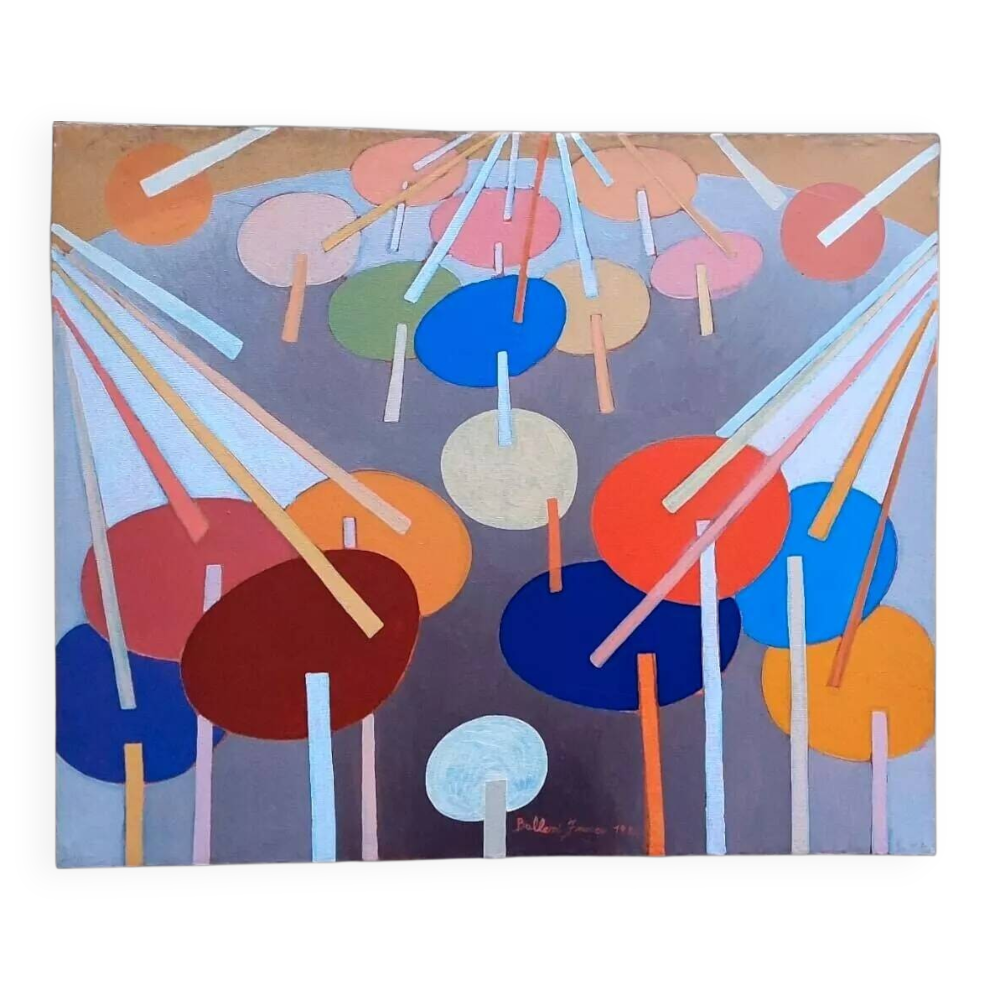 Abstract painting franco balleri 1974 oil on canvas