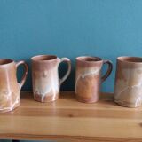 4 enameled stoneware cups
