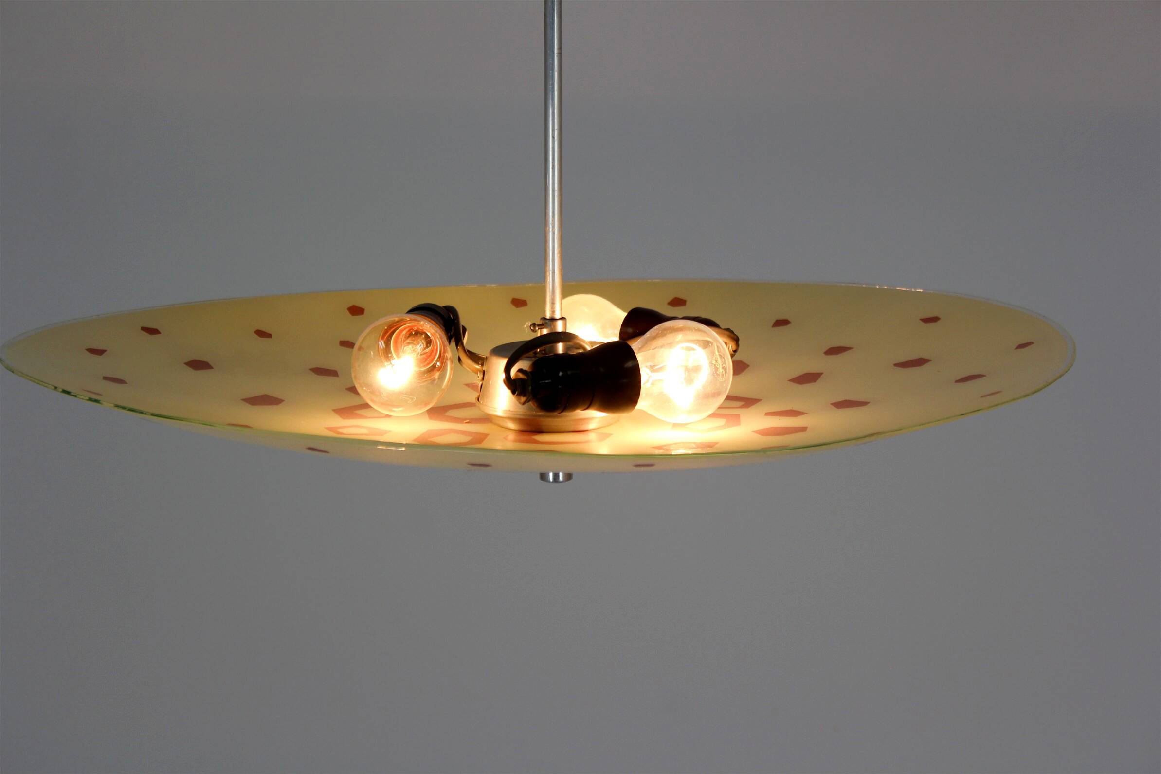 Large Vintage Czechoslovakian Opaline Glass Pendant Lights, 1970s, Set of 2