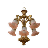 Lustre style Art Nouveau en bronze à cinq lumières / style école de Nancy