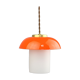 Mid-century orange glass & brass mushroom pendant lamp