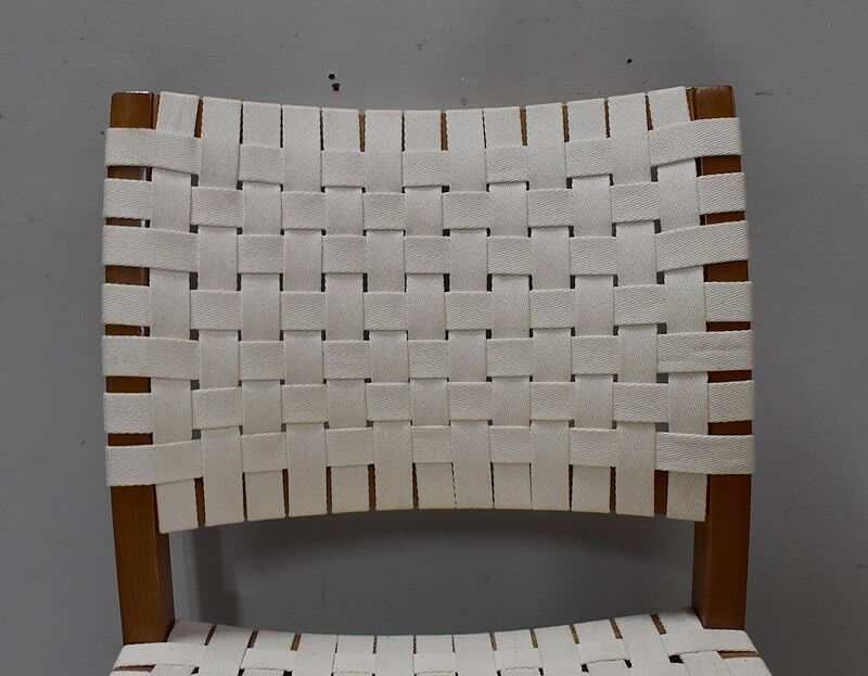 Suite of 6 vintage chairs in light beech late 20th