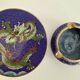 Chinese pot in cloisonné enamel + matching ashtray