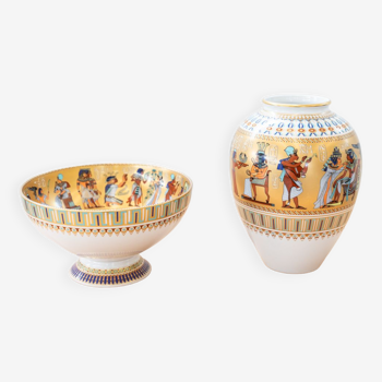 Ensemble de 2 vases en porcelaine, motif égyptien Kaiser "Theben"