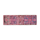 Tapis couloir vintage turc Oushak fait main en laine et coton rose des années 1970 99x331