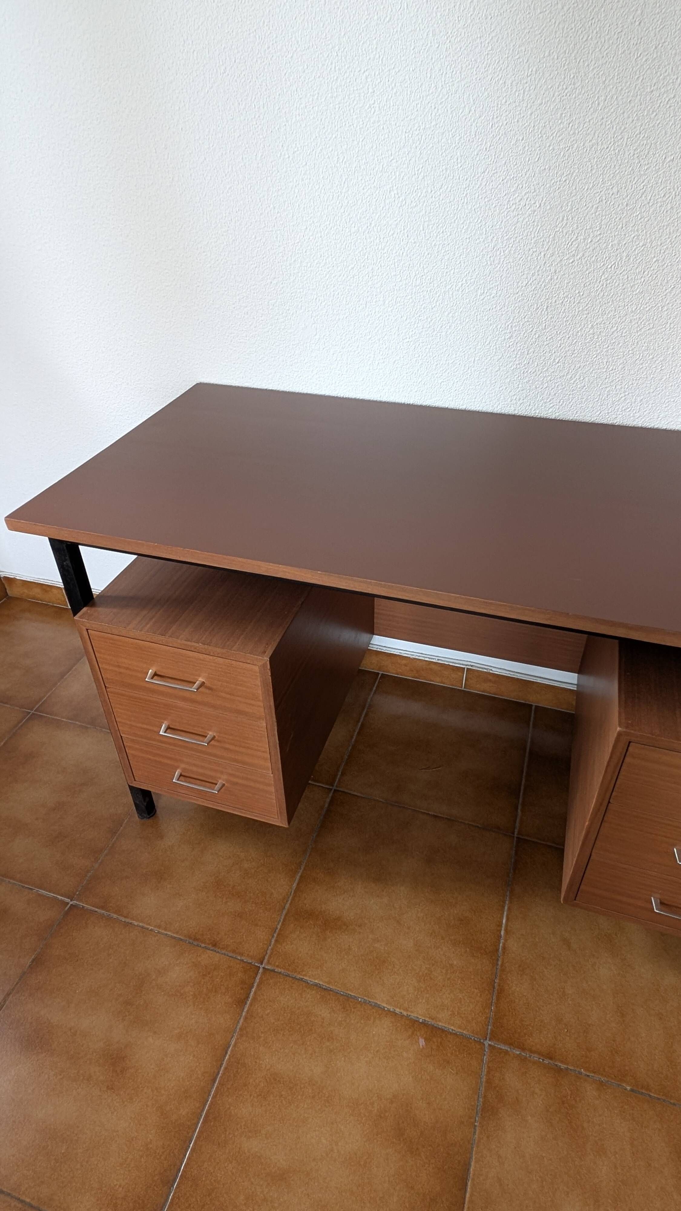 Industrial/craft desk from the 1970s; wood & metal.