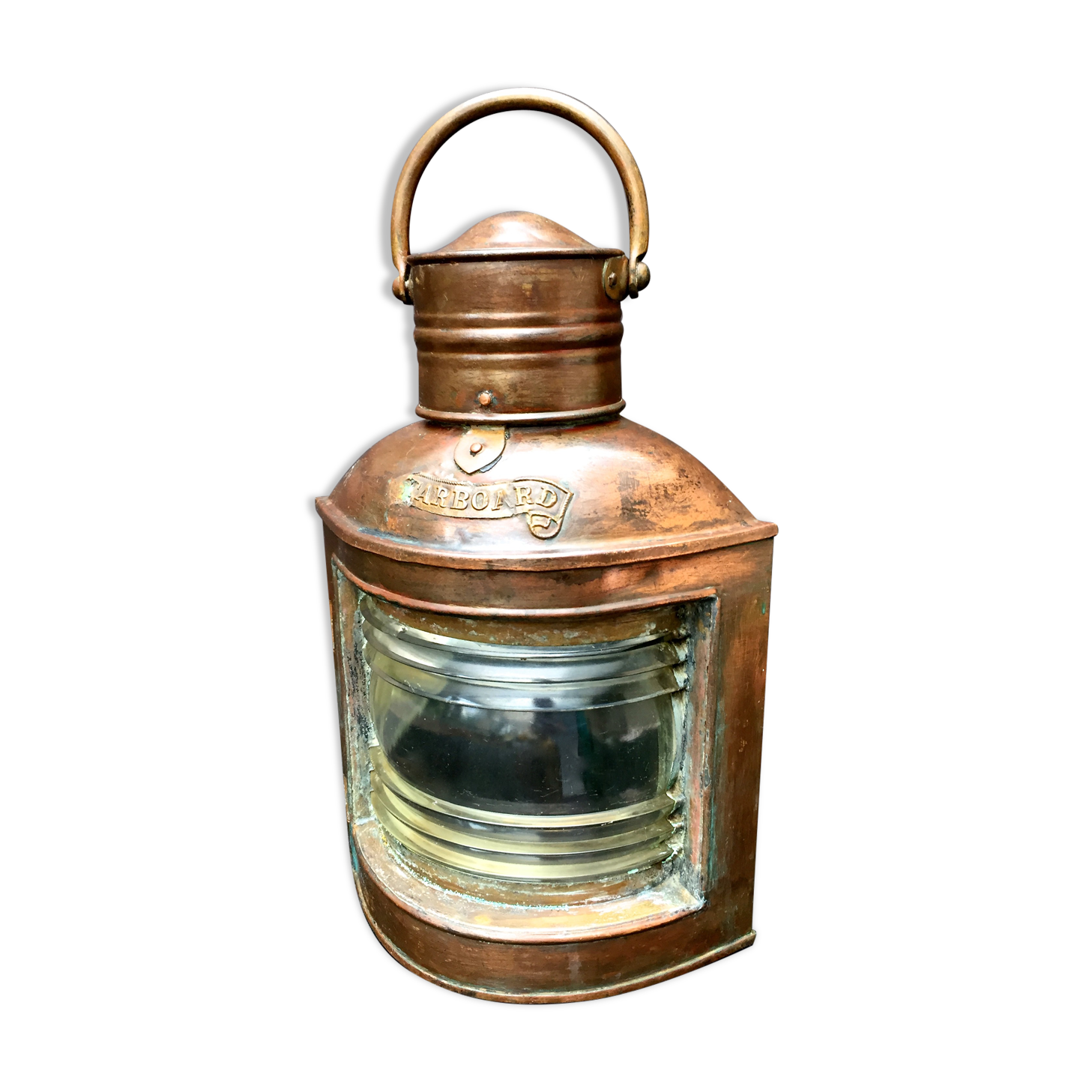 Ancient naval flag lantern in ancient copper semaphore lamp 19th century