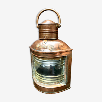 Lanterne maritime antique fanal de marine en cuivre ancienne lampe sémaphore 19ème siècle