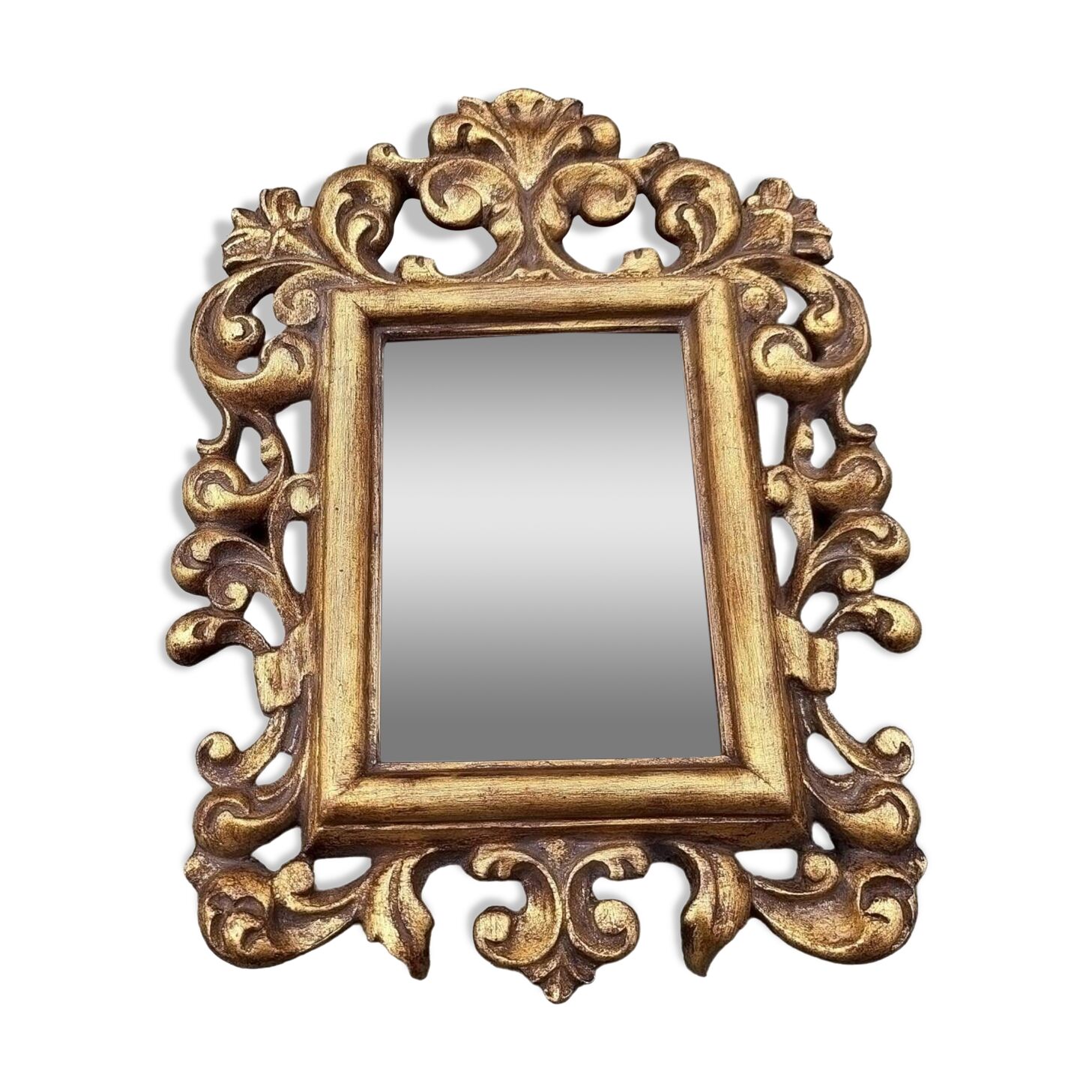 Petit miroir corne d'abondance doré