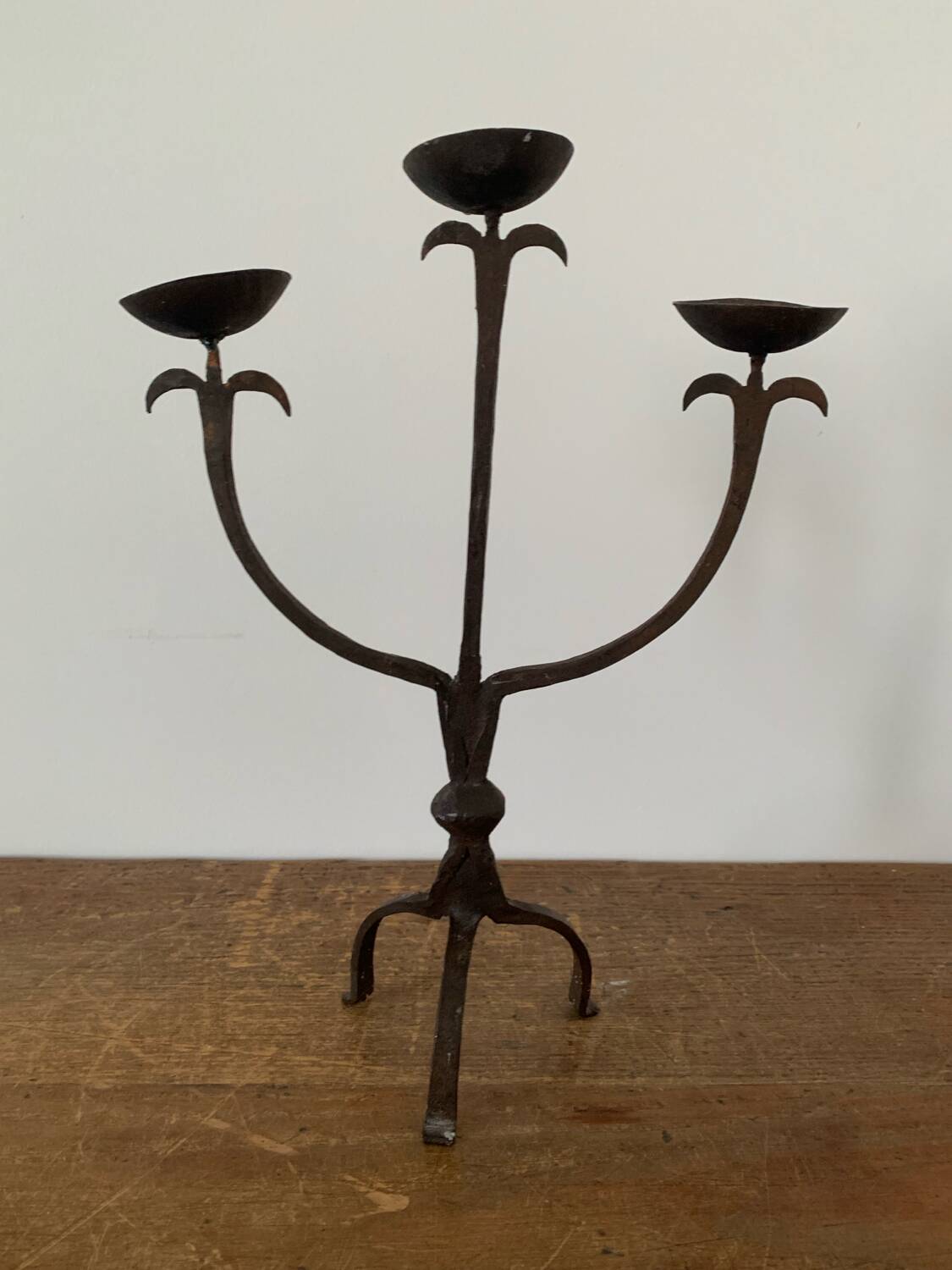 Brutalist Iron Candle Holder Circa 1970 Vintage