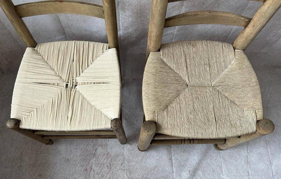 Paire de chaises campagnarde bois et corde