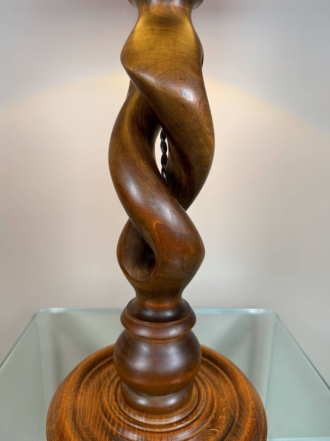 Twisted wood lamp from the 1960s