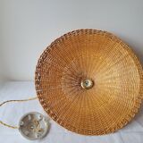 Woven wicker pendant light
