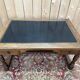 Flat desk in Louis XIII style made of walnut and leather.