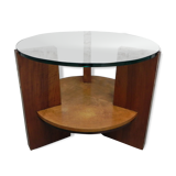 Art Deco coffee table with thick glass top