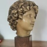 Wax head on “art deco” wooden base