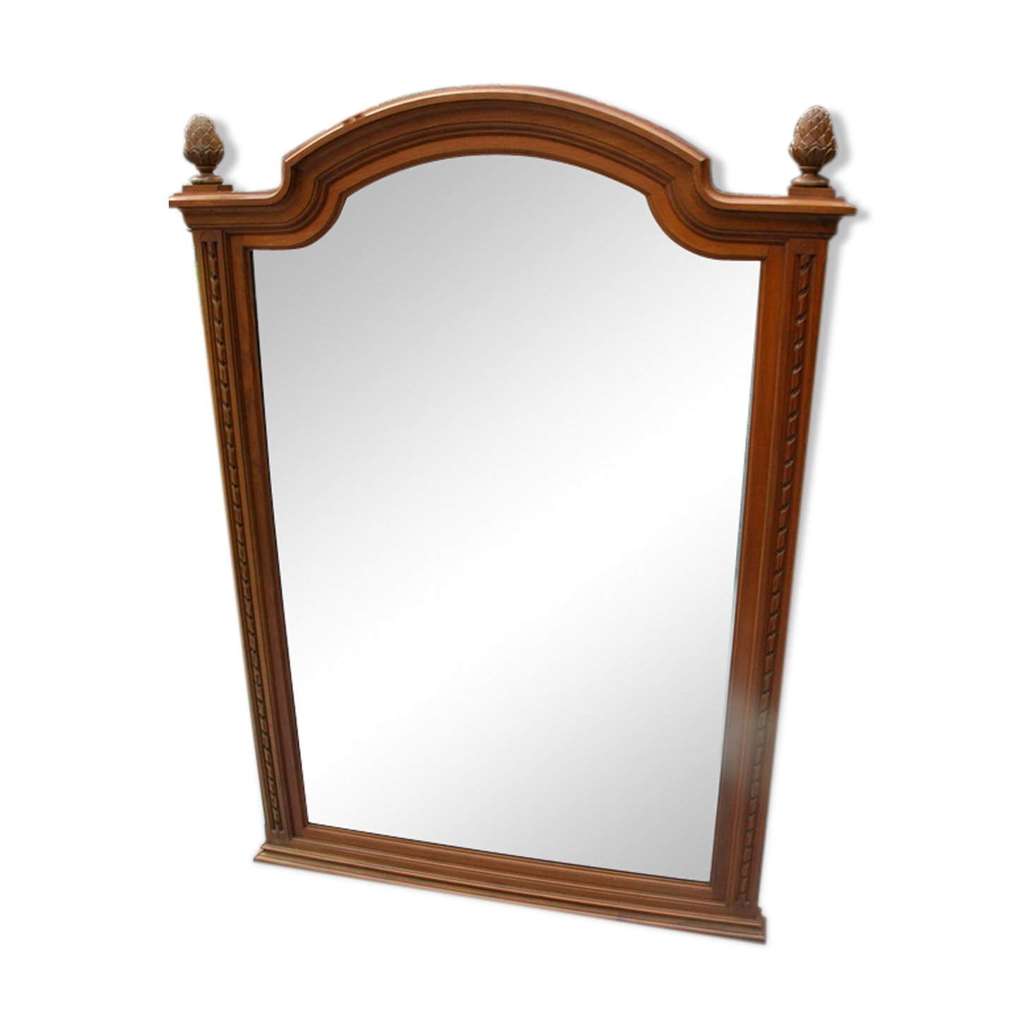 Old large carved wooden mirror and bevelled ice 102x144cm