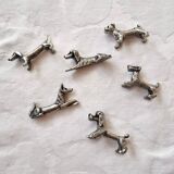 Set of 6 tin dog knife holders